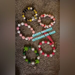 Handmade beaded keychain wristlets